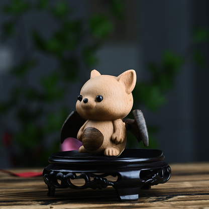 Whimsical Beech Wood Baby Bat – Artisanal Joint Design Wooden Decor | Zen Ara Grove