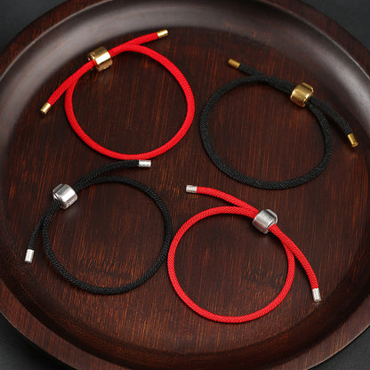 Adjustable Textured Cord Bracelet with Geometric Slider