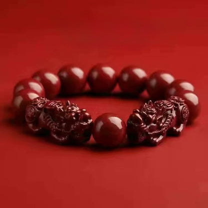 Red Cinnabar Pixiu Beaded Bracelet – Protection & Prosperity | Zen Ara Grove