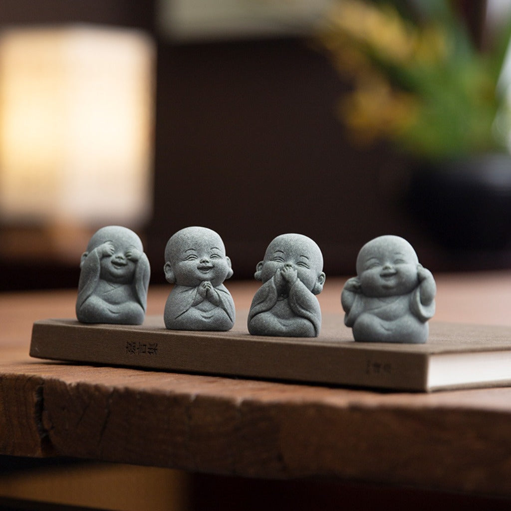 Limited-Time Offer — The Four Little Zen Monks 4-Piece Set | Save 60% | Zen Ara Grove