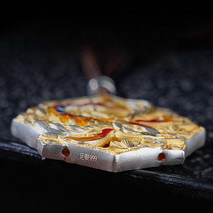 Koi Fish Silver Pendant Necklace – Symbol of Luck & Prosperity – 999 Fine Silver Hand‑Carved Double‑Sided Design | Zen Ara Grove