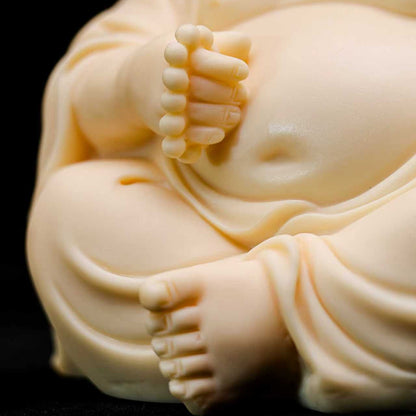 Tagua Nut Laughing Buddha Statue — Symbol of Joy and Good Fortune | Zen Ara Grove