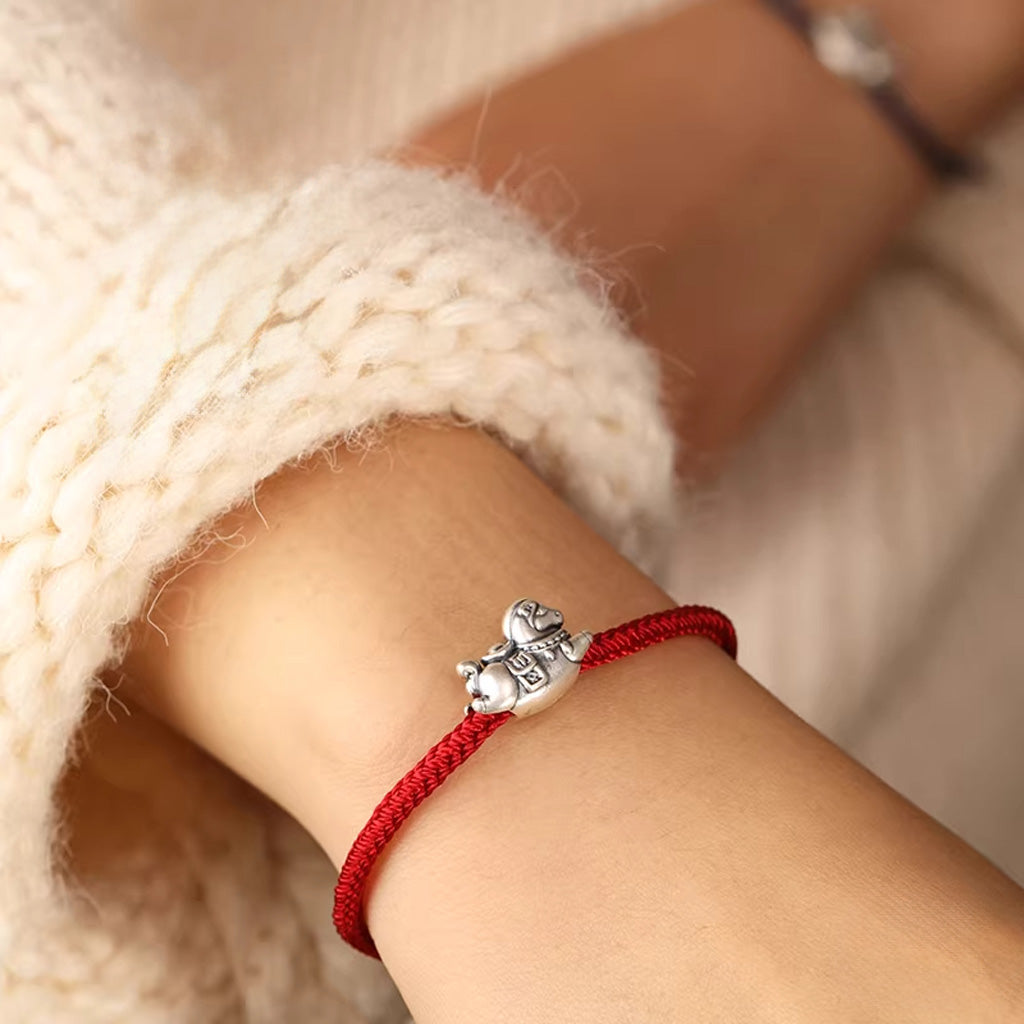 Sterling Silver Horse Charm Bracelet – Adjustable Braided Cord for Good Fortune | Zen Ara Grove
