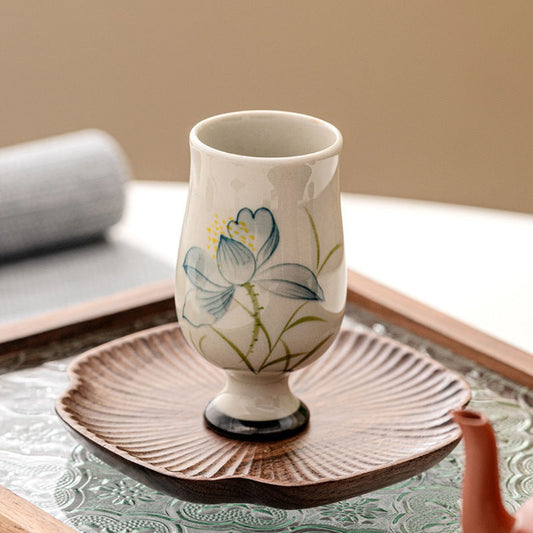 Lotus Hand-Painted Tea Cups