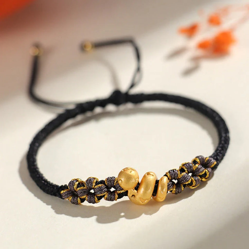 Handmade 999 Sterling Silver Snake Year Red String Bracelet – Heart & Peach Blossom Luck | Zen Ara Grove