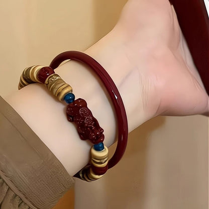 Limited Time Offer · Coconut Shell & Cinnabar Pixiu Layered Bracelet Set – Charm of Prosperity | Zen Ara Grove