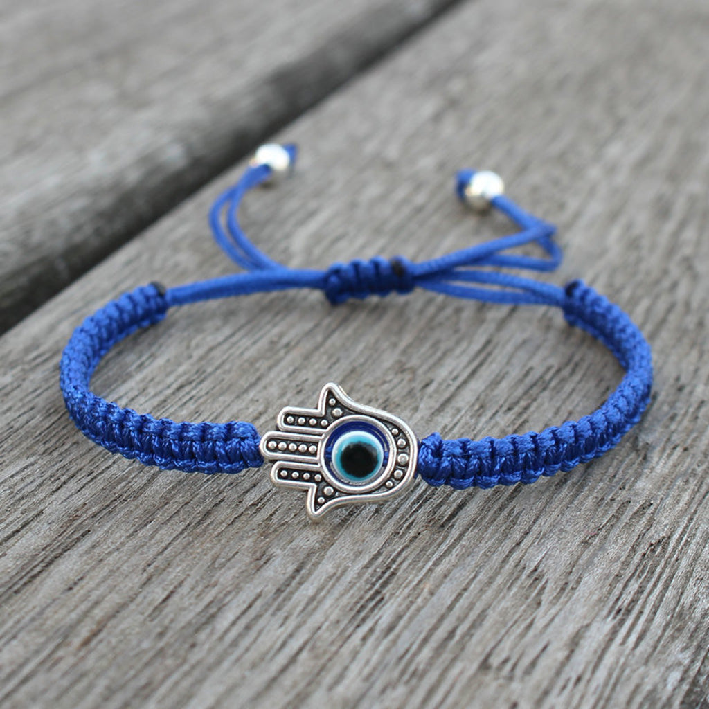 Handwoven Evil Eye Bracelet with Alloy Center – Charm of Protection | Zen Ara Grove