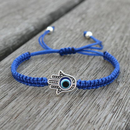 Handwoven Evil Eye Bracelet with Alloy Center – Charm of Protection | Zen Ara Grove