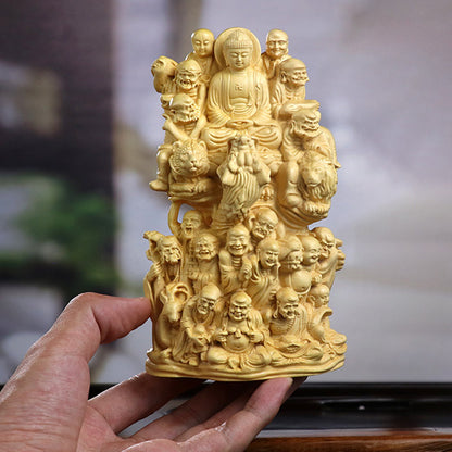 Handcrafted Eighteen Arhats Dragon and Tiger Taming Buddha Figurine – Strength & Protection | Zen Ara Grove