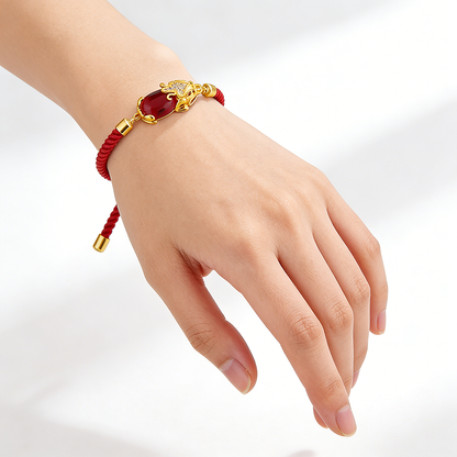 Handwoven Red Cord Pixiu Bracelet — Symbol of Prosperity | Zen Ara Grove