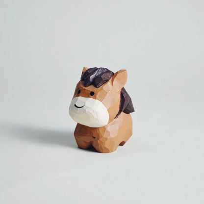 Hand-Carved Brown Wooden Horse Figurine – Rustic Charm and Timeless Craft | Zen Ara Grove