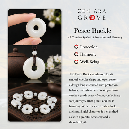 Adjustable White Hetian Jade Peace Buckle Bracelet — Peace & Safe Journeys