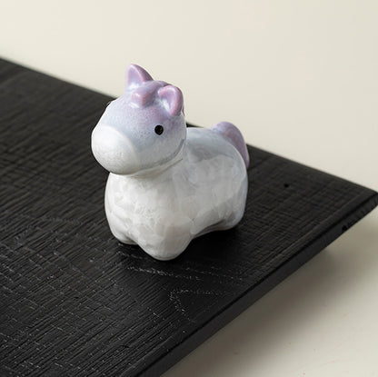 Ceramic Horse Figurine with Gradient Purple Crystalline Glaze – Artistic Shine and Serenity | Zen Ara Grove