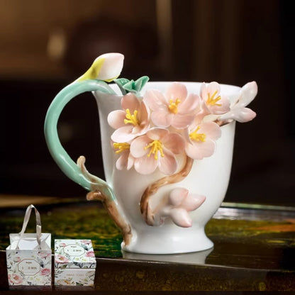 Handcrafted Heritage Porcelain Cup – Roses Blooming from the Surface | Zen Ara Grove