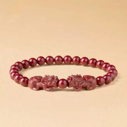 Red Cinnabar Pixiu Beaded Bracelet – Protection & Prosperity | Zen Ara Grove