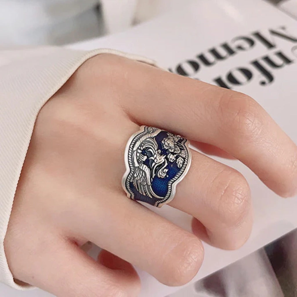 Enamel Peacock Ring  | Zen Ara Grove
