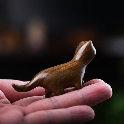 Green Sandalwood Small Leaf Red Sandalwood Ebony Wood Rainbow Wood Lucky Mini Walking Cat Positive Decoration | Zen Ara Grove