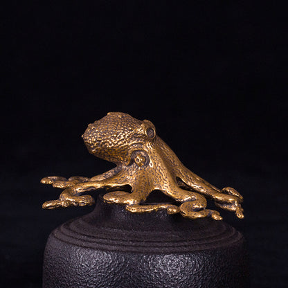 Tiny Brass Octopus Sculpture – Ocean-Inspired Charm in a Pocket Size | Zen Ara Grove