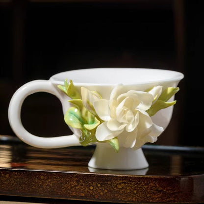 Limited Time Offer · Handcrafted Heritage Ceramic Flower Cup – Blossoms Alive on Porcelain | Zen Ara Grove