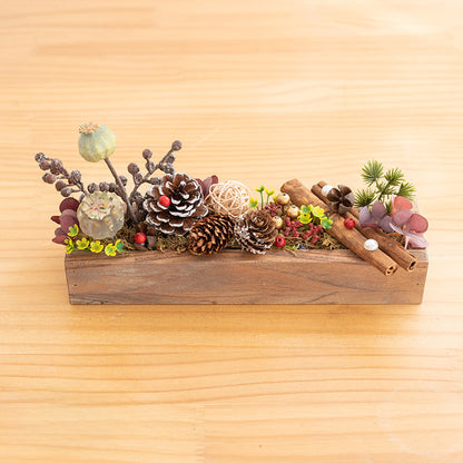 Handmade Silk Blossom Décor with Wooden Planter – Serenity in Bloom | Zen Ara Grove