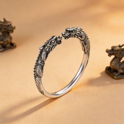 Dual Pixiu Open Cuff Bracelet – Charm of Wealth and Protection
