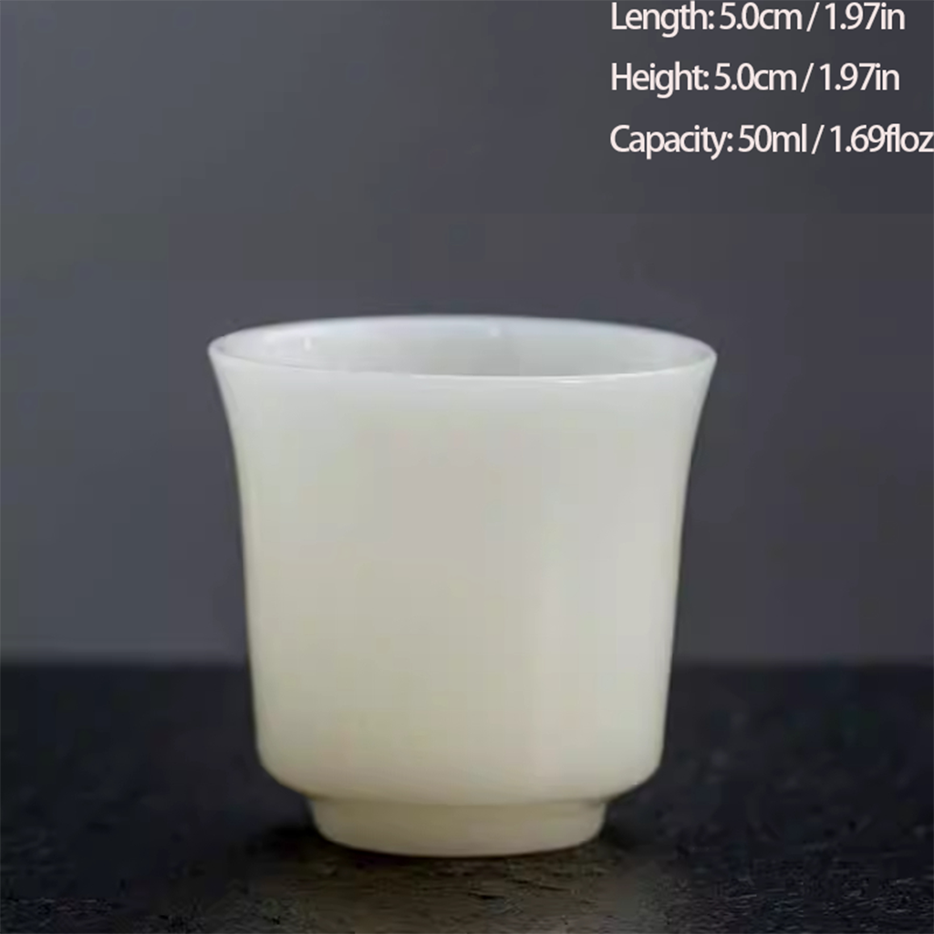Ice Jade Glaze Porcelain Teacup – Smooth Sheep Fat Luster | Zen Ara Grove