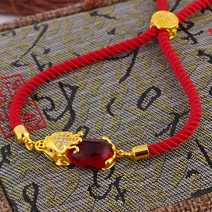 Handwoven Red Cord Pixiu Bracelet — Symbol of Prosperity | Zen Ara Grove