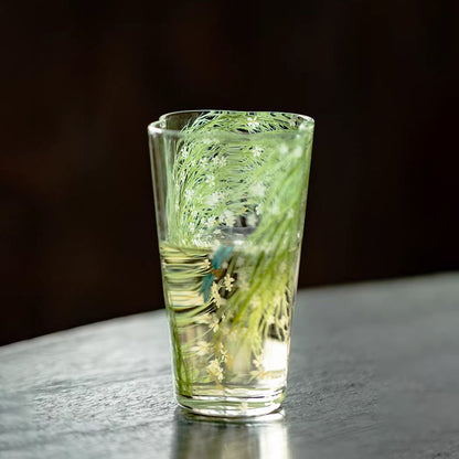 Clear Glass Cup with Begonia Bloom – Floral Freshness in Every Sip | Zen Ara Grove