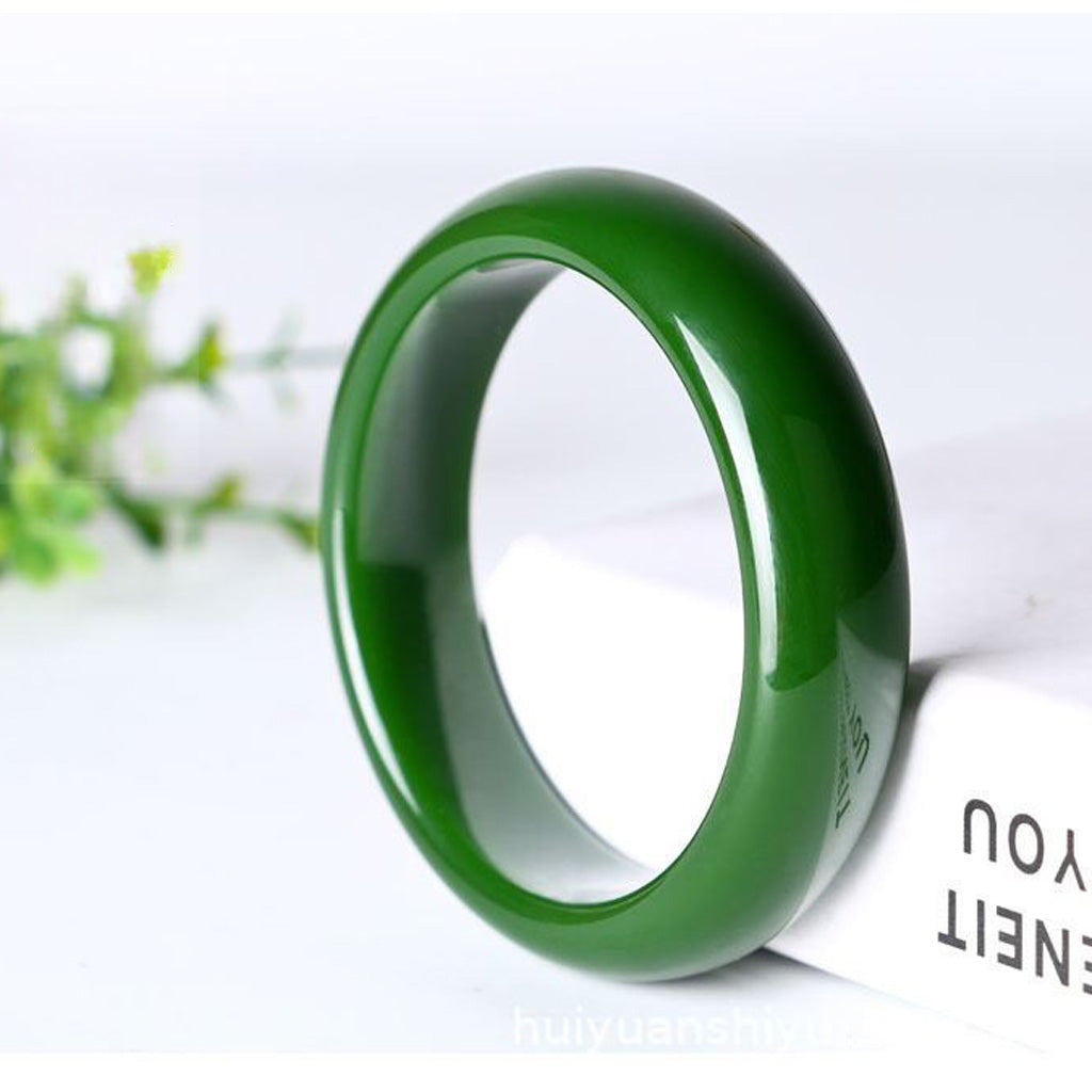 Deep Emerald Jade Bangle — Harmony & Prosperity | Zen Ara Grove