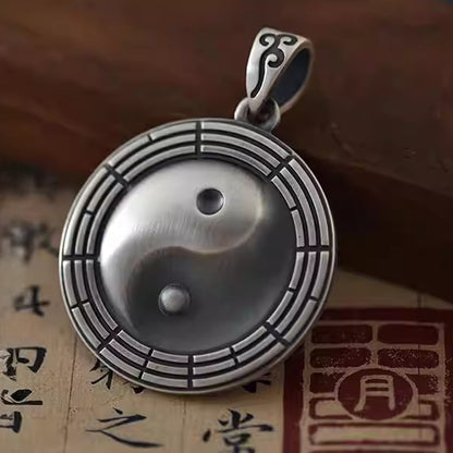 Solid 999 Fine Silver  Taiji Bagua Pendant Necklace – Symbol of Harmony and Inner Balance | Zen Ara Grove