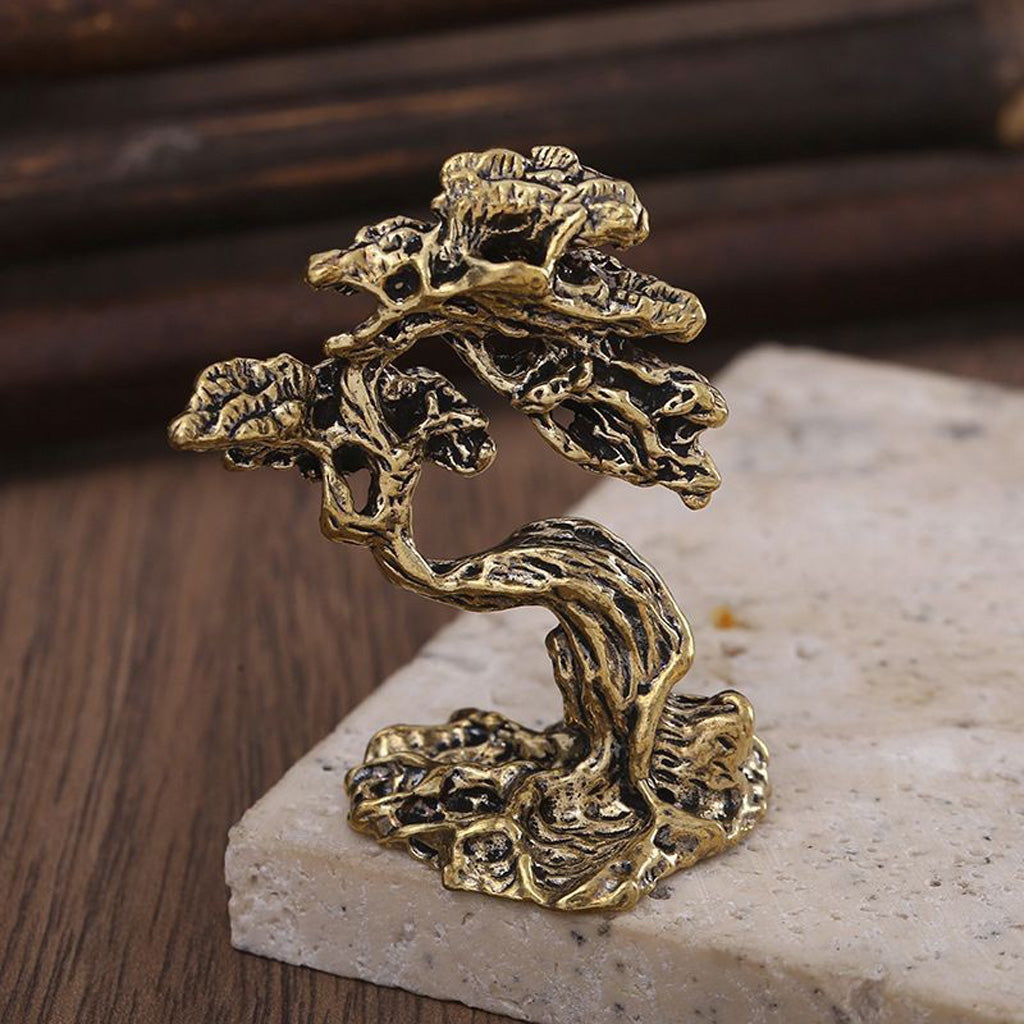 Brass Guest‑Greeting Pine Figurine – Symbol of Friendship and Enduring Vitality | Zen Ara Grove