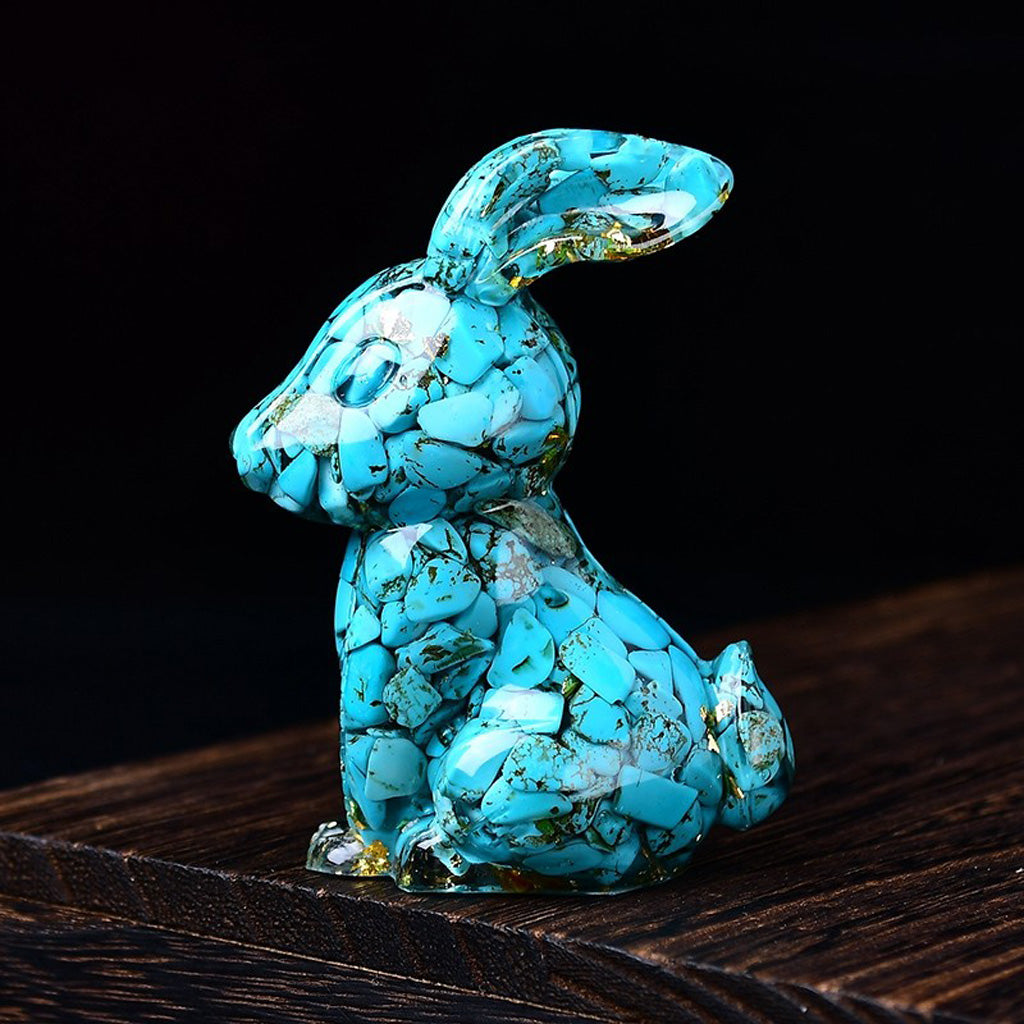 Handmade Epoxy Resin Rabbit Decor – Embedded Natural Healing Crystals | Zen Ara Grove