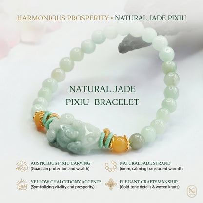 Hand‑Carved Jade Pixiu Beaded Bracelet — Meaning of Prosperous Blessing | Zen Ara Grove