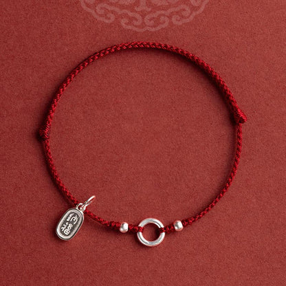 Adjustable Red Cord Bracelet or Anklet with Symbolic Charms — Good Wishes