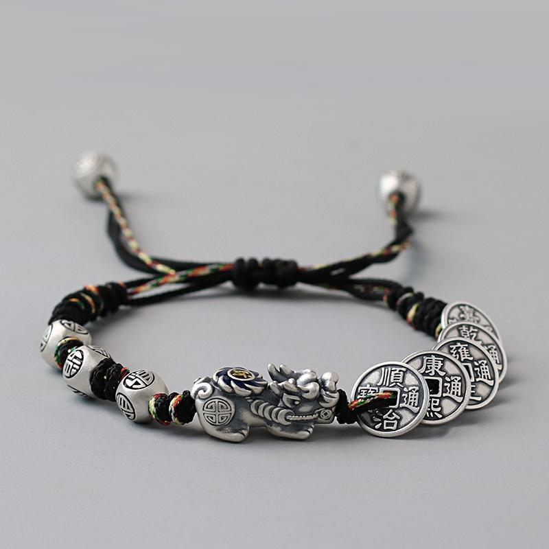 TODAY ONLY! Fortune Pixiu with Five Emperor Coins Braided Bracelet | Zen Ara Grove