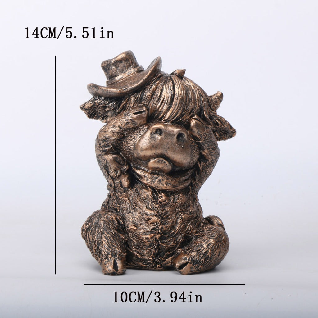 Western-Style Resin Highland Cows – "See No Evil, Hear No Evil, Speak No Evil"Home Decor | Zen Ara Grove