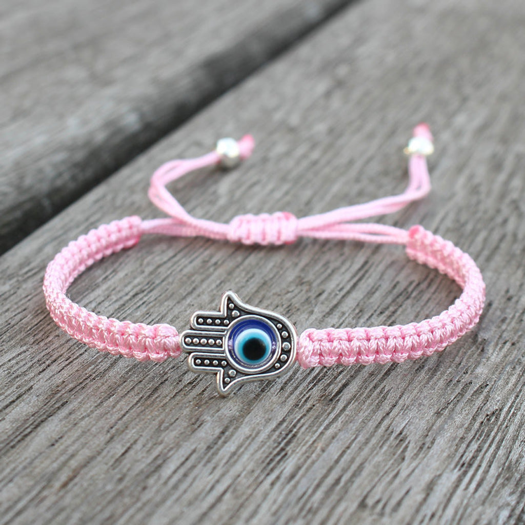 Handwoven Evil Eye Bracelet with Alloy Center – Charm of Protection | Zen Ara Grove
