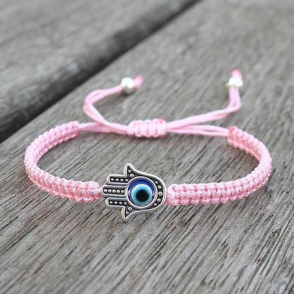 Handwoven Evil Eye Bracelet with Alloy Center – Charm of Protection | Zen Ara Grove