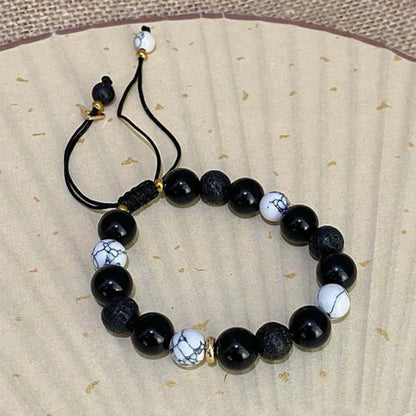 Handmade Adjustable Cord – Volcanic Stone & Polished Obsidian, Galaxy Style | Zen Ara Grove