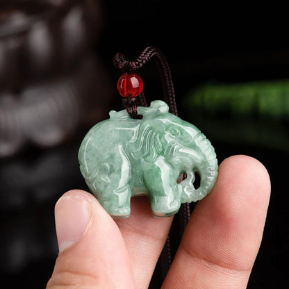 Jade Stone Pendant of 'Peaceful Elephant' – Symbol of Harmony & Good Fortune | Zen Ara Grove