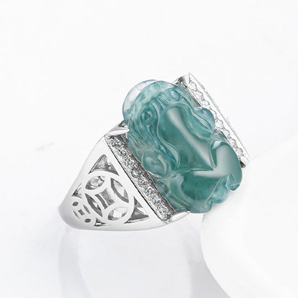 S925 Sterling Silver Adjustable Jade Pixiu Ring – Wealth & Protection | Zen Ara Grove