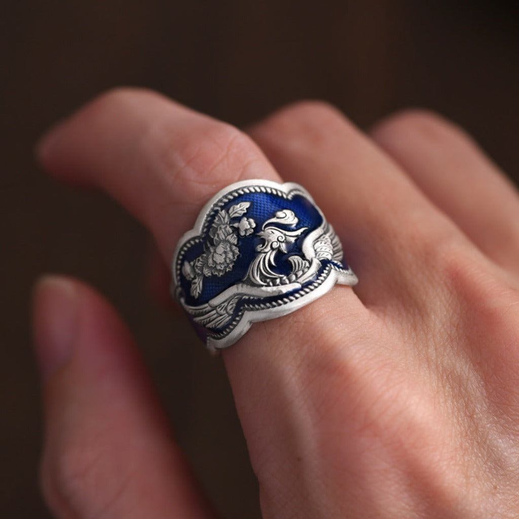 Enamel Peacock Ring  | Zen Ara Grove