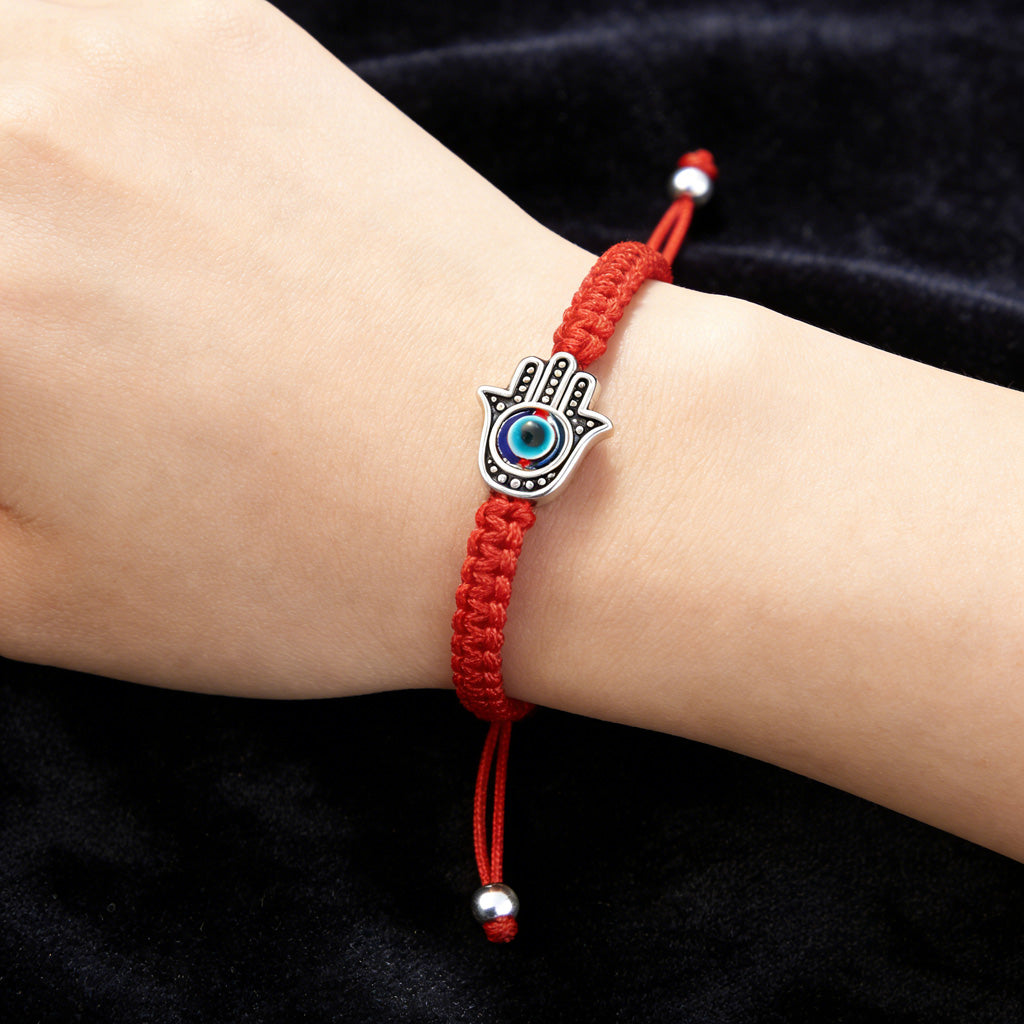 Handwoven Evil Eye Bracelet with Alloy Center – Charm of Protection | Zen Ara Grove