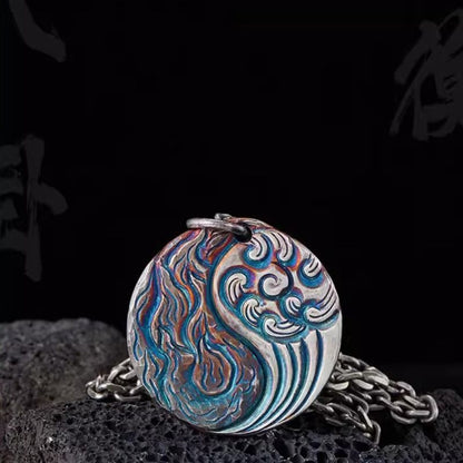 Yin Yang Silver Pendant with Fire & Water Elements – Balance & Harmony | Zen Ara Grove