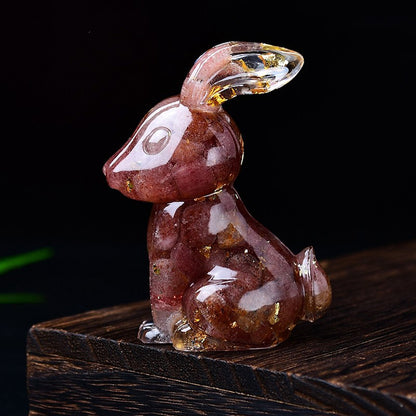 Handmade Epoxy Resin Rabbit Decor – Embedded Natural Healing Crystals | Zen Ara Grove