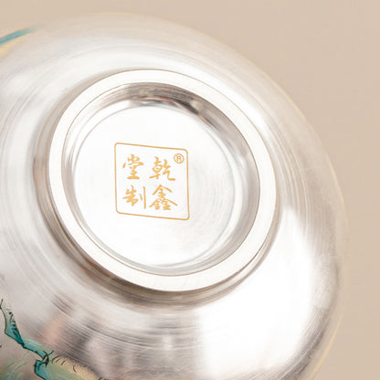 999 Silver Tea Cup – Emblem of Serenity & Blessing – Fine Hammered Finish | Zen Ara Grove