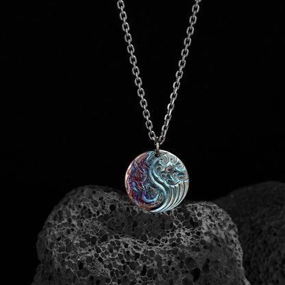 Yin Yang Silver Pendant with Fire & Water Elements – Balance & Harmony | Zen Ara Grove