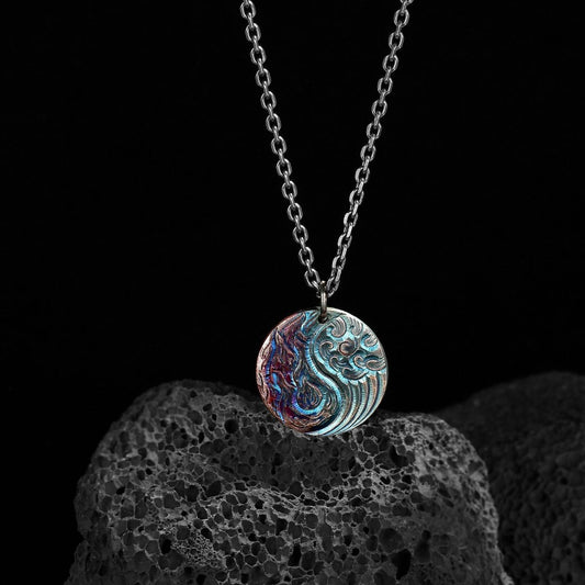 Yin Yang Silver Pendant with Fire & Water Elements – Balance & Harmony | Zen Ara Grove