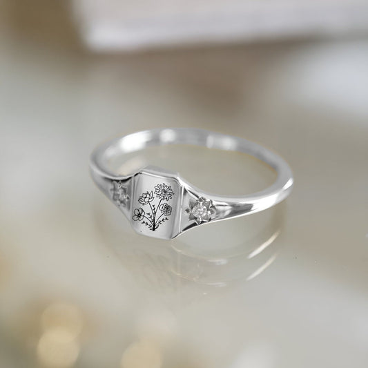 Zen Botanical Ring – Minimalist Nature Engraving | Zen Ara Grove