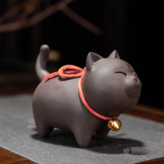 Mini Lovely Cat Tea Pet Purple Clay Figurine Desk Decoration | Zen Ara Grove